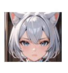 猫耳の銀髪 ＆ クールな表情0（個別スタンプ：12）