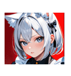 猫耳の銀髪 ＆ クールな表情0（個別スタンプ：14）