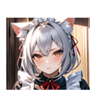 猫耳の銀髪 ＆ クールな表情0（個別スタンプ：18）