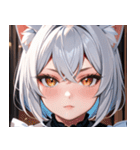 猫耳の銀髪 ＆ クールな表情0（個別スタンプ：19）