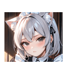 猫耳の銀髪 ＆ クールな表情0（個別スタンプ：21）
