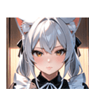 猫耳の銀髪 ＆ クールな表情0（個別スタンプ：22）
