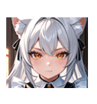 猫耳の銀髪 ＆ クールな表情0（個別スタンプ：23）