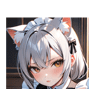猫耳の銀髪 ＆ クールな表情0（個別スタンプ：24）