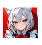 猫耳の銀髪 ＆ クールな表情0（個別スタンプ：25）