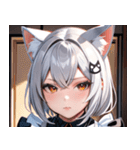 猫耳の銀髪 ＆ クールな表情0（個別スタンプ：28）
