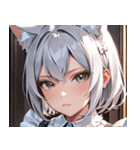 猫耳の銀髪 ＆ クールな表情0（個別スタンプ：30）