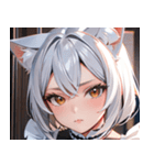 猫耳の銀髪 ＆ クールな表情0（個別スタンプ：31）