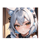 猫耳の銀髪 ＆ クールな表情0（個別スタンプ：34）