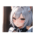 猫耳の銀髪 ＆ クールな表情0（個別スタンプ：35）