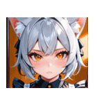 猫耳の銀髪 ＆ クールな表情0（個別スタンプ：37）