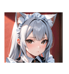 猫耳の銀髪 ＆ クールな表情0（個別スタンプ：38）