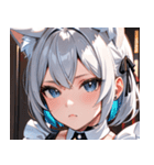 猫耳の銀髪 ＆ クールな表情0（個別スタンプ：39）