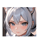 猫耳の銀髪 ＆ クールな表情0（個別スタンプ：40）