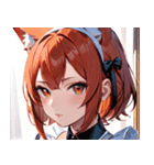 猫耳の赤髪 ＆ 自信満々な表情0（個別スタンプ：1）