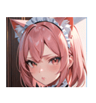 猫耳のピンク髪 ＆ 拗ね顔0（個別スタンプ：1）