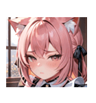 猫耳のピンク髪 ＆ 拗ね顔0（個別スタンプ：3）