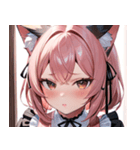 猫耳のピンク髪 ＆ 拗ね顔0（個別スタンプ：24）