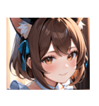 猫耳の茶髪 ＆ 優しい微笑み0（個別スタンプ：1）