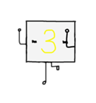 闇数字キャラ(みずいろ、きいろ)（個別スタンプ：13）