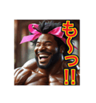 ※笑いながら〜怒る⁉︎マッチョの黒人男性（個別スタンプ：5）
