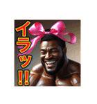 ※笑いながら〜怒る⁉︎マッチョの黒人男性（個別スタンプ：8）