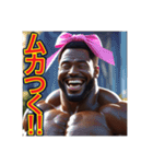 ※笑いながら〜怒る⁉︎マッチョの黒人男性（個別スタンプ：18）