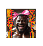 ※笑いながら〜怒る⁉︎マッチョの黒人男性（個別スタンプ：22）