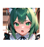 猫耳の緑髪 ＆ 驚いた顔（個別スタンプ：14）