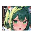 猫耳の緑髪 ＆ 驚いた顔（個別スタンプ：30）