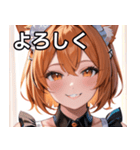 猫耳のオレンジ髪 ＆ 元気な笑顔（個別スタンプ：21）