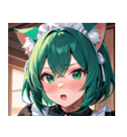 猫耳の緑髪 ＆ 驚いた顔0（個別スタンプ：7）
