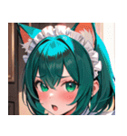 猫耳の緑髪 ＆ 驚いた顔0（個別スタンプ：11）