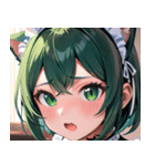 猫耳の緑髪 ＆ 驚いた顔0（個別スタンプ：16）