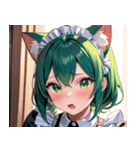 猫耳の緑髪 ＆ 驚いた顔0（個別スタンプ：17）