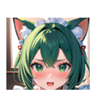 猫耳の緑髪 ＆ 驚いた顔0（個別スタンプ：27）