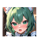 猫耳の緑髪 ＆ 驚いた顔0（個別スタンプ：29）