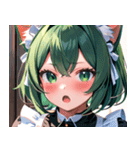 猫耳の緑髪 ＆ 驚いた顔0（個別スタンプ：31）