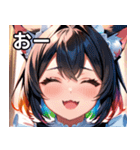 猫耳のレインボーヘア ＆ 大喜びの表情（個別スタンプ：6）