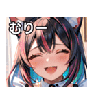 猫耳のレインボーヘア ＆ 大喜びの表情（個別スタンプ：25）