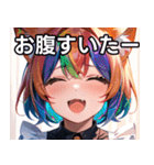 猫耳のレインボーヘア ＆ 大喜びの表情（個別スタンプ：28）