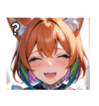 猫耳のレインボーヘア ＆ 大喜びの表情（個別スタンプ：30）