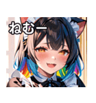 猫耳のレインボーヘア ＆ 大喜びの表情（個別スタンプ：33）