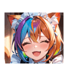 猫耳のレインボーヘア ＆ 大喜びの表情0（個別スタンプ：1）