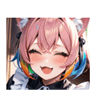 猫耳のレインボーヘア ＆ 大喜びの表情0（個別スタンプ：3）