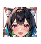 猫耳のレインボーヘア ＆ 大喜びの表情0（個別スタンプ：5）