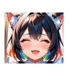 猫耳のレインボーヘア ＆ 大喜びの表情0（個別スタンプ：6）