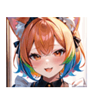猫耳のレインボーヘア ＆ 大喜びの表情0（個別スタンプ：7）