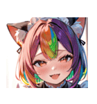 猫耳のレインボーヘア ＆ 大喜びの表情0（個別スタンプ：8）