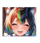 猫耳のレインボーヘア ＆ 大喜びの表情0（個別スタンプ：10）